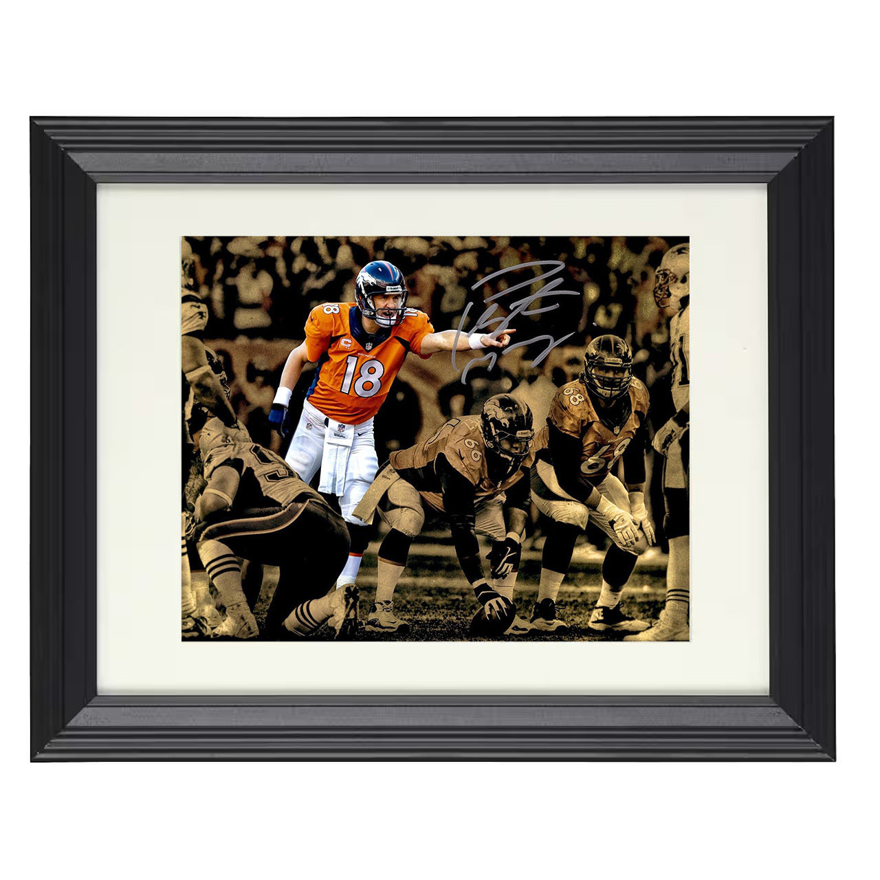 Peyton Manning Broncos – Spotlight Command – 8x10 black beveled framed football wall art