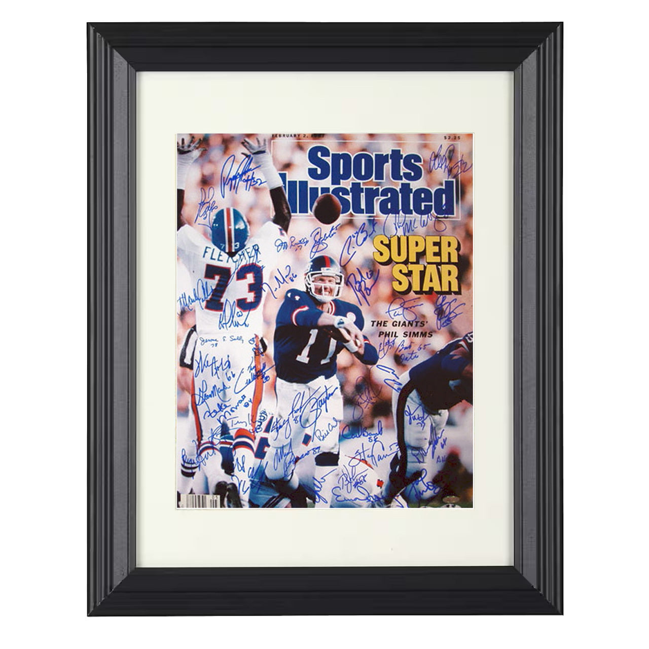 Phil Simms – New York Super Star QB Feature 1987 SI – 8x10 black beveled framed football wall art