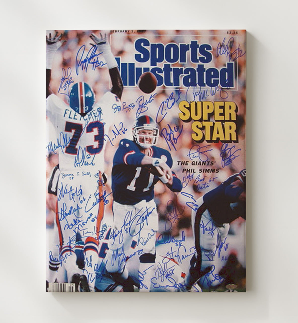 Phil Simms - New York football Super Star Quarterback Feature 1987 SI Cover football wall art 20x24 Canvas