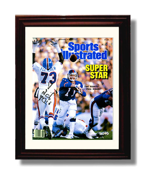 Phil Simms Superstar - Giant Performance football wall art 8x10 Beveled Frame