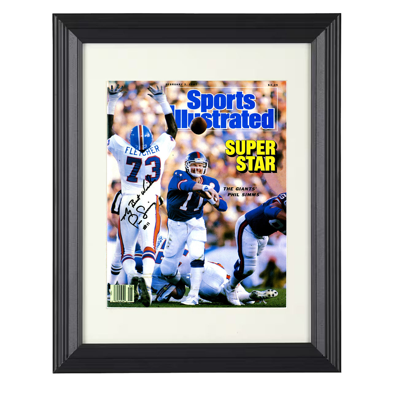 Phil Simms Superstar – Giant Performance Image – 8x10 black beveled framed football wall art