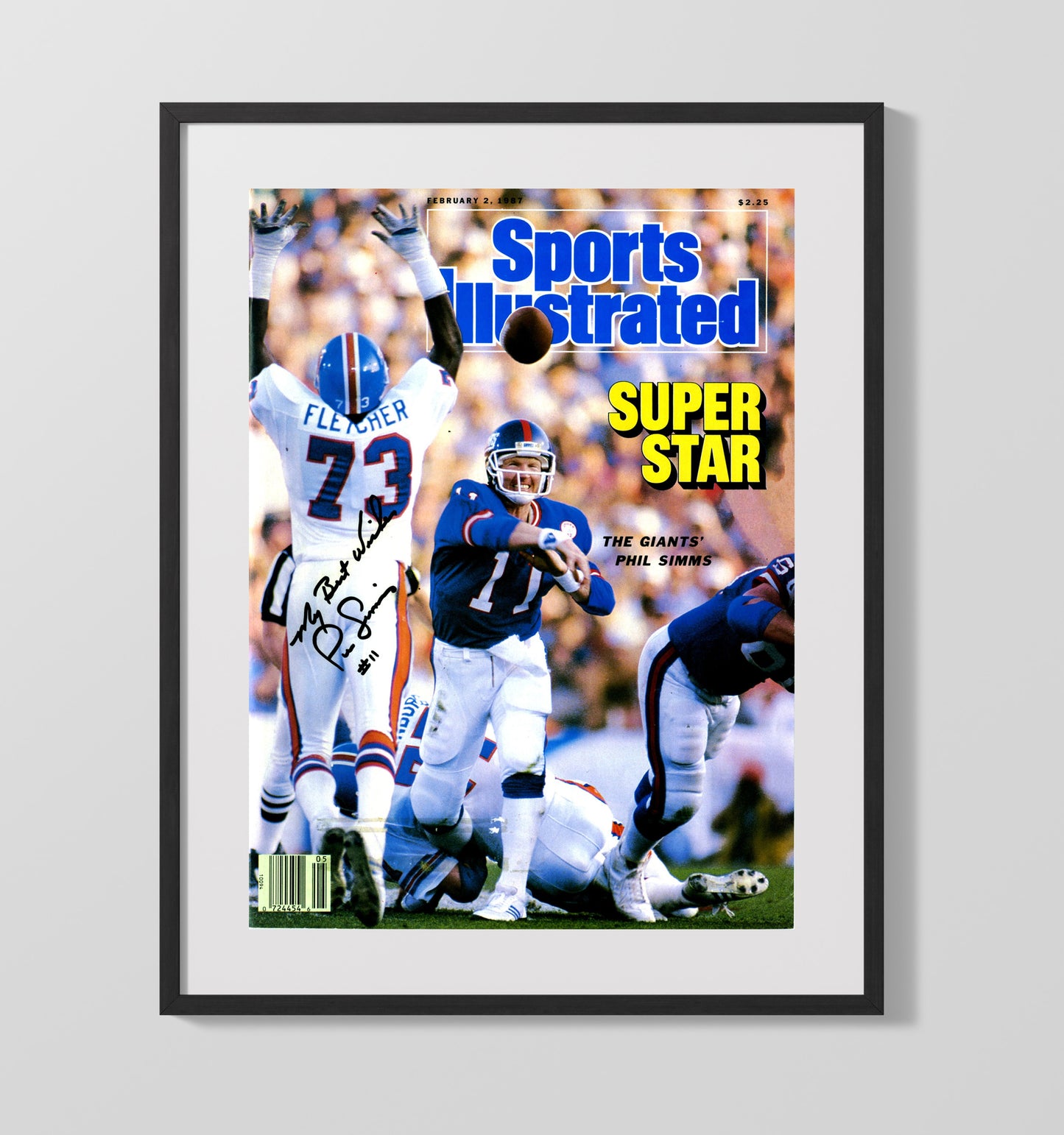 Phil Simms Superstar - Giant Performance Football Wall Art - football wall art print