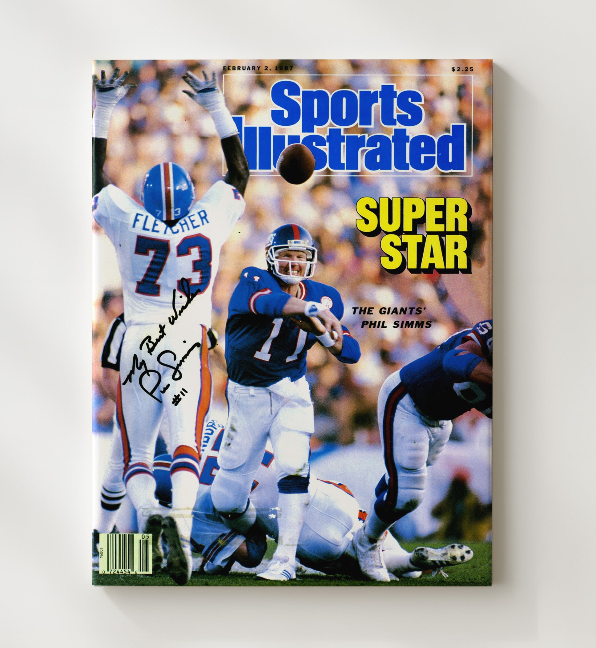 Phil Simms Superstar - Giant Performance football wall art 20x24 Canvas