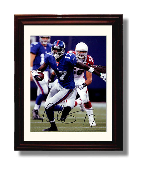 Plaxico Burress - New York football Receiver Running With Ball Open Field football wall art 8x10 Beveled Frame