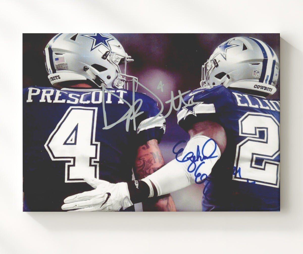 Prescott and Elliott - Cowboys Brotherhood football wall art 20x24 Canvas