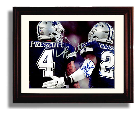 Prescott and Elliott - Cowboys Brotherhood football wall art 8x10 Beveled Frame