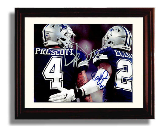 Prescott and Elliott - Cowboys Brotherhood football wall art 8x10 Beveled Frame