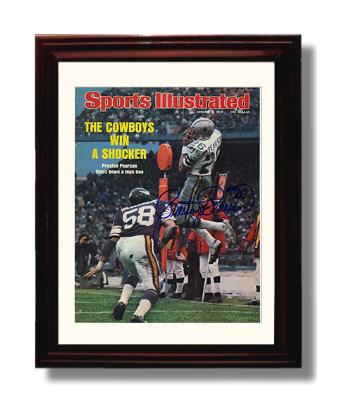 Preston Pearson - Dallas football Leaping Catch NFC Championship 1976 SI Cover football wall art 8x10 Beveled Frame