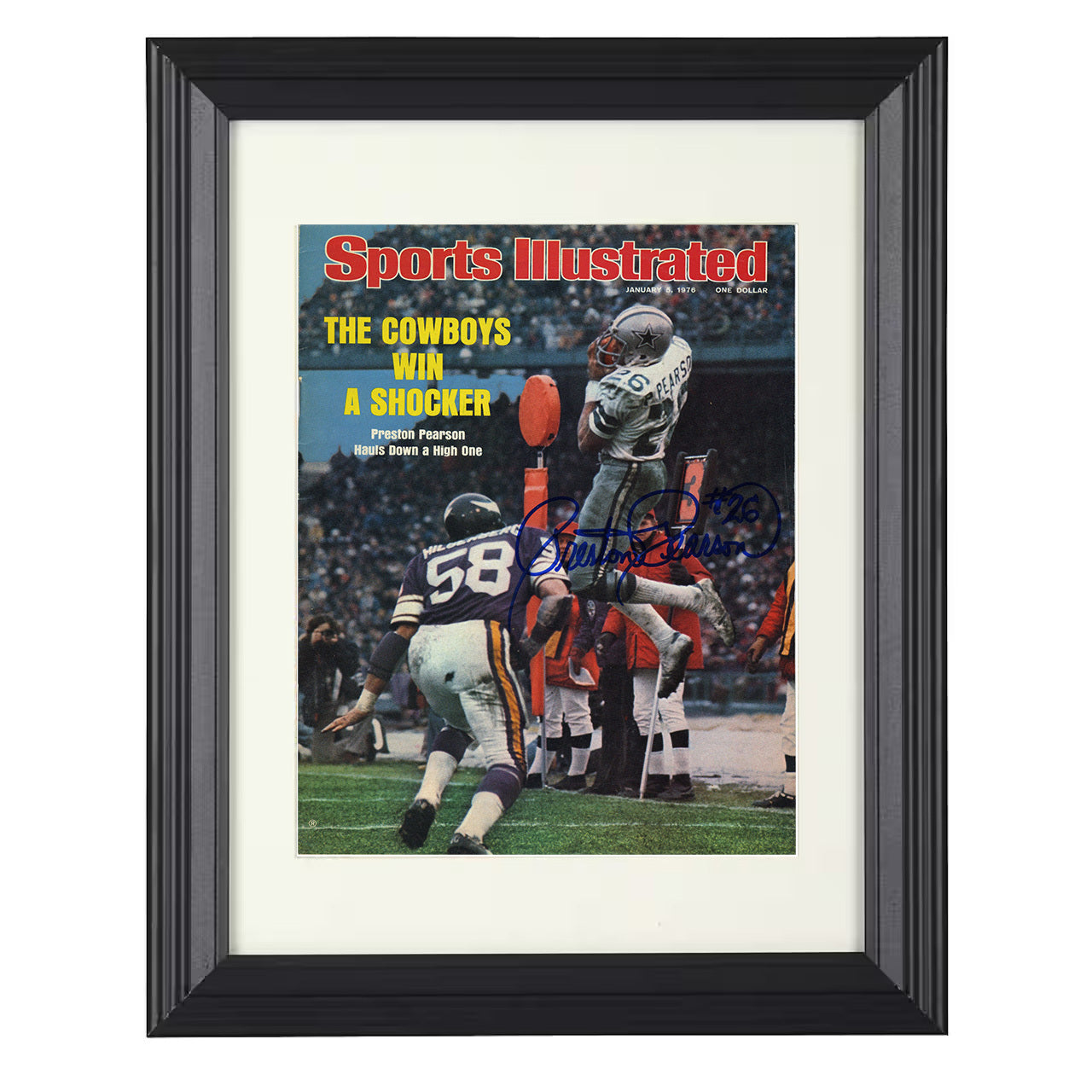 Preston Pearson – Catch NFC Championship 1976 SI – 8x10 black beveled framed football wall art