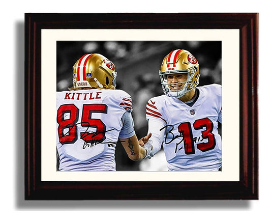 Purdy and Kittle - Niners Connection football wall art 8x10 Beveled Frame