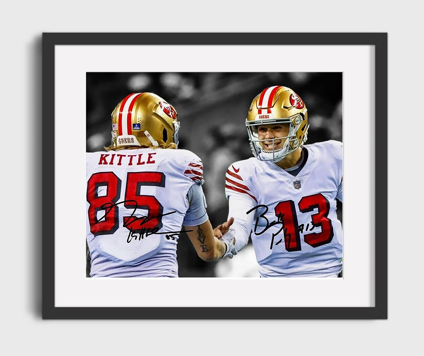 Purdy and Kittle - Niners Connection football wall art 16x20 Gallery Frame