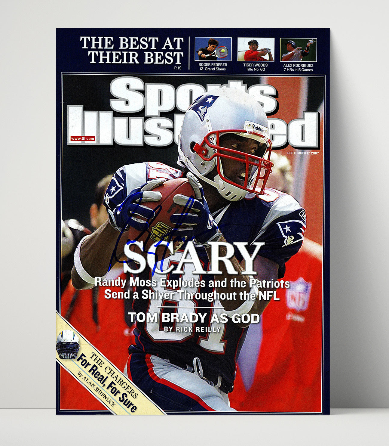 Randy Moss - New England football Scary Season Explosion Feature 2007 SI Cover football wall art 16x20 Unframed Print