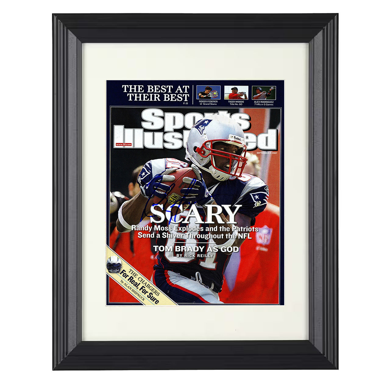 Randy Moss – New England Explosion Feature 2007 SI – 8x10 black beveled framed football wall art