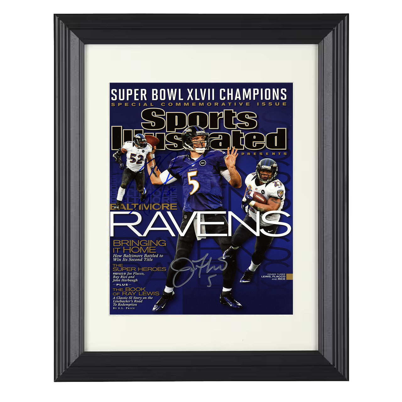Ravens – Super Bowl XLVII Champs Image – 8x10 black beveled framed football wall art