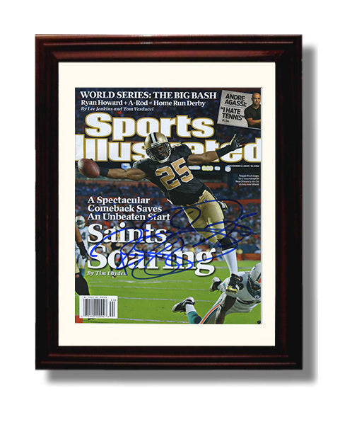 Reggie Bush - New Orleans football Running Back 2009 SI Cover Saints Soaring football wall art 8x10 Beveled Frame
