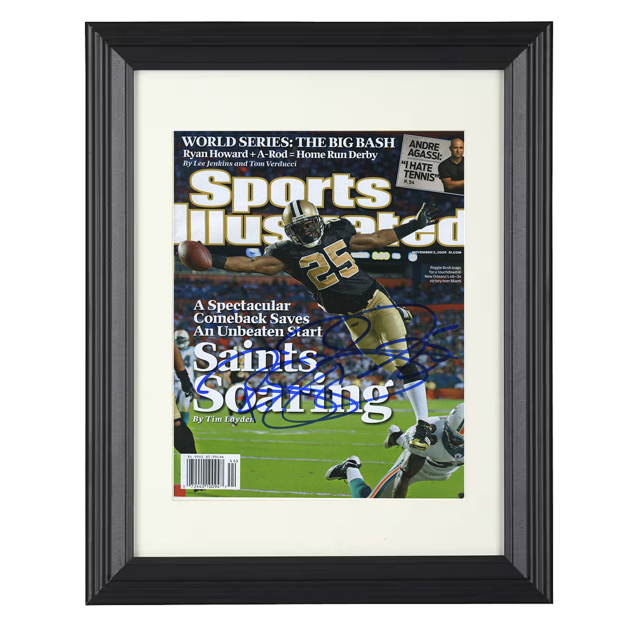 Reggie Bush – New Orleans RB Saints Soaring 2009 SI – 8x10 black beveled framed football wall art