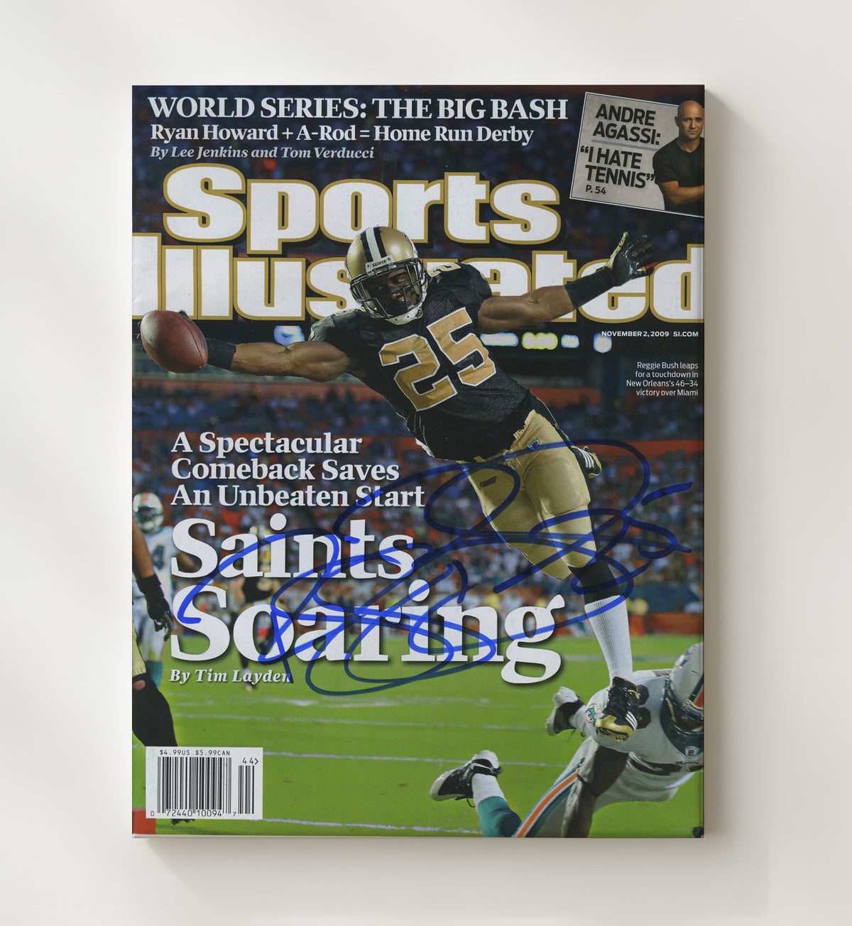 Reggie Bush - New Orleans football Running Back 2009 SI Cover Saints Soaring football wall art 20x24 Canvas