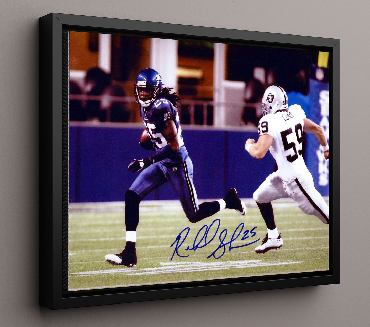 Richard Sherman - Seattle Football Defensive Back Running Interception Return Football Wall Art - football wall art print