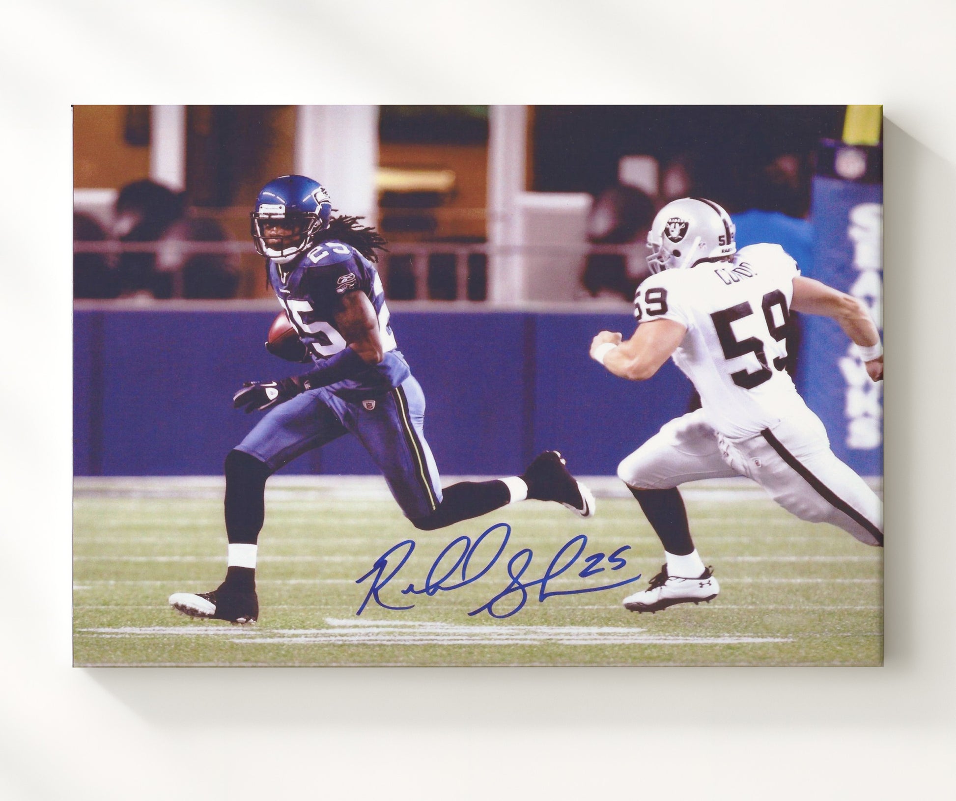 Richard Sherman - Seattle Football Defensive Back Running Interception Return Football Wall Art - football wall art print