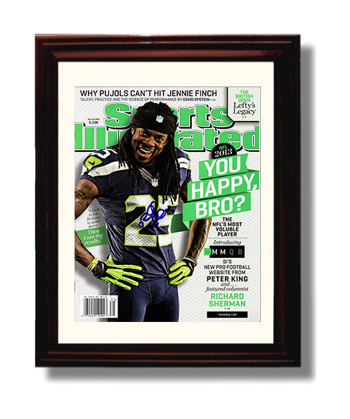 Richard Sherman - Seattle football Cornerback 2013 SI Cover You Happy Bro football wall art 8x10 Beveled Frame