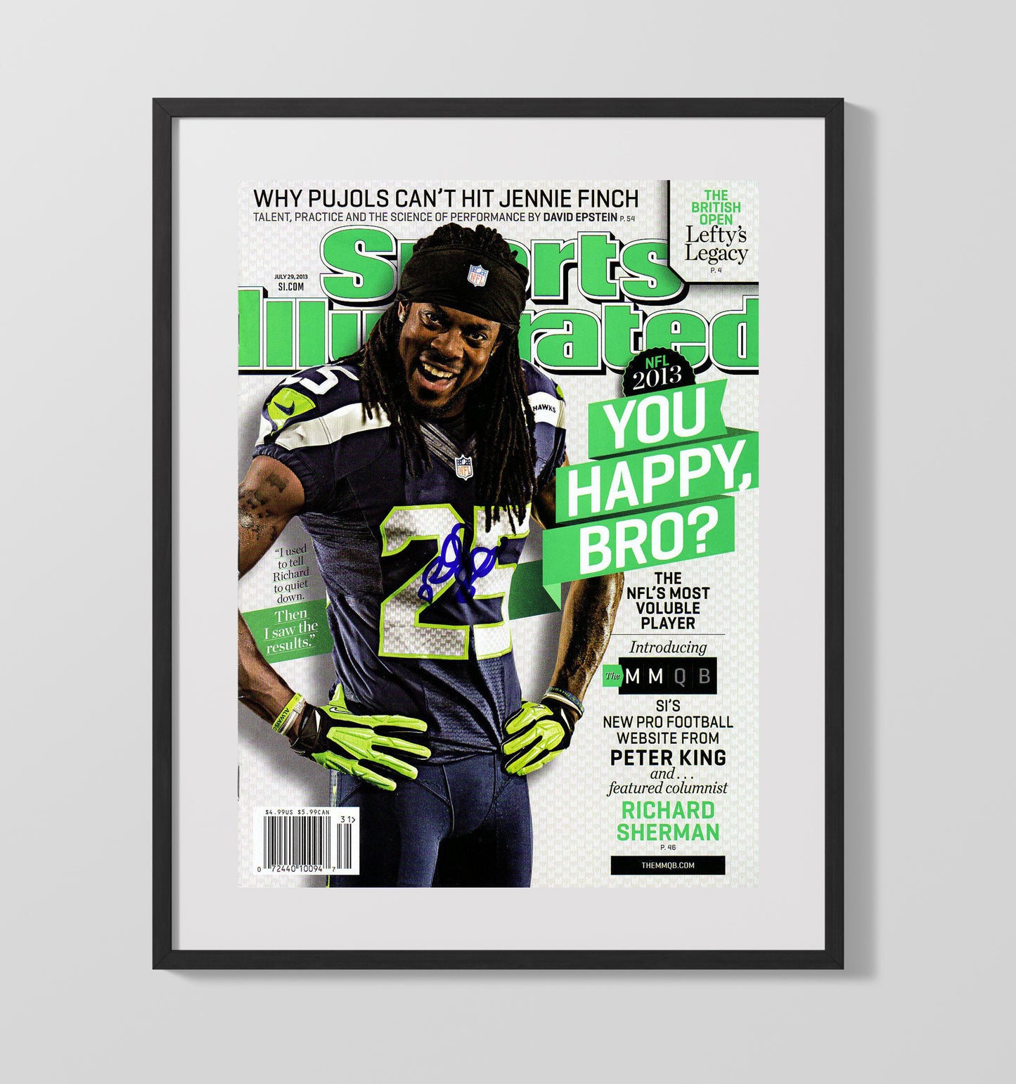 Richard Sherman - Seattle Football Cornerback 2013 SI Cover You Happy Bro Football Wall Art - football wall art print