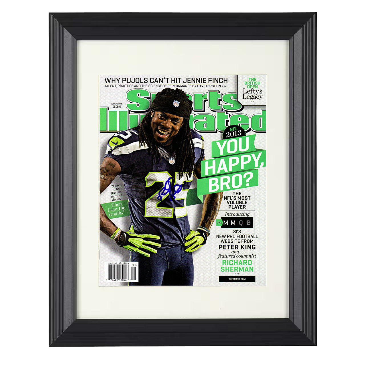 Richard Sherman – Seattle Cornerback You Happy Bro 2013 SI – 8x10 black beveled framed football wall art