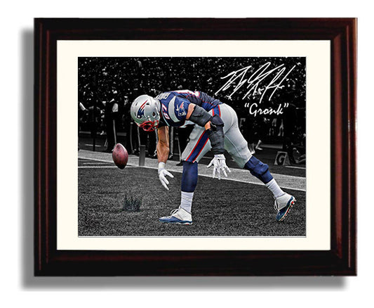 Rob Gronkowski - Iconic TD Spike football wall art 8x10 Beveled Frame