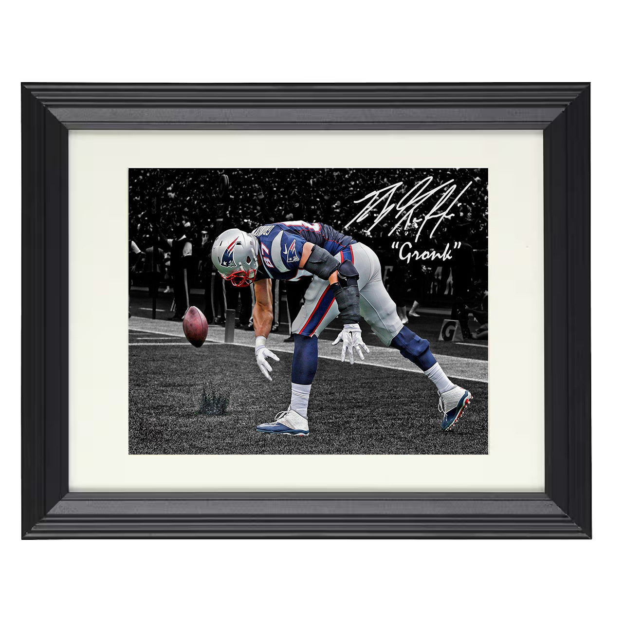 Rob Gronkowski – Iconic TD Spike – 8x10 black beveled framed football wall art