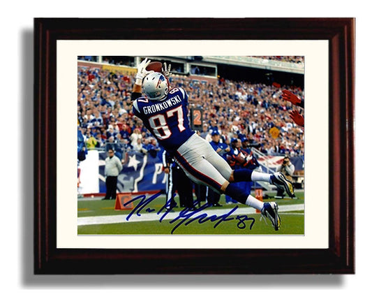 Rob Gronkowski - New England Football Leaping Catch football wall art 8x10 Beveled Frame