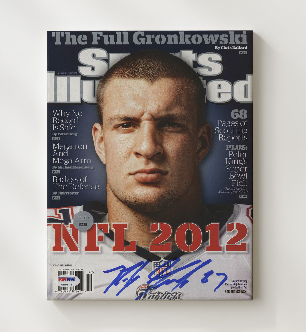 Rob Gronkowski - New England football The Full Gronkowski NFL Preview 2012 SI Cover football wall art 20x24 Canvas