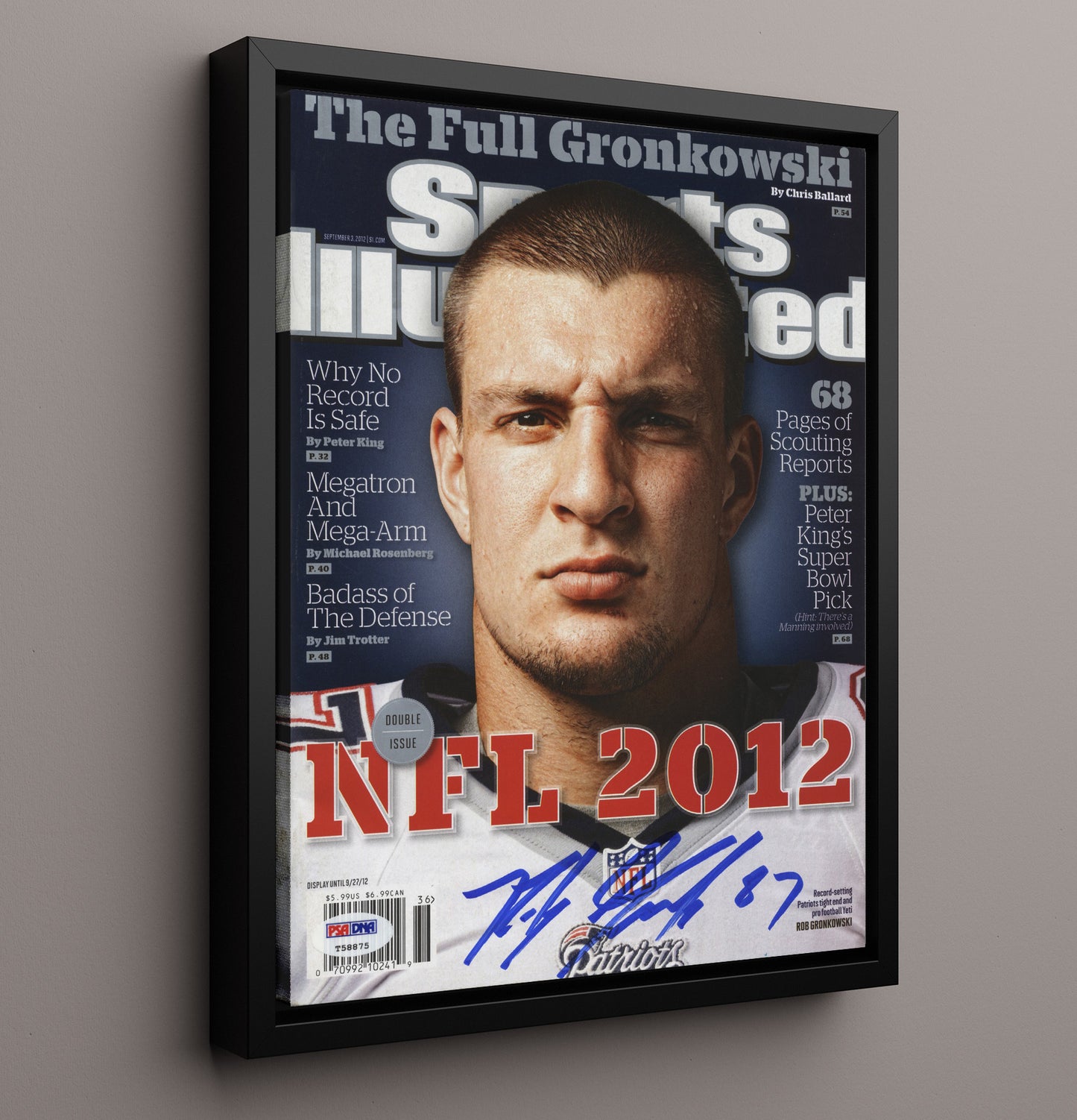 Rob Gronkowski - New England football The Full Gronkowski NFL Preview 2012 SI Cover football wall art 16x20 Framed Canvas