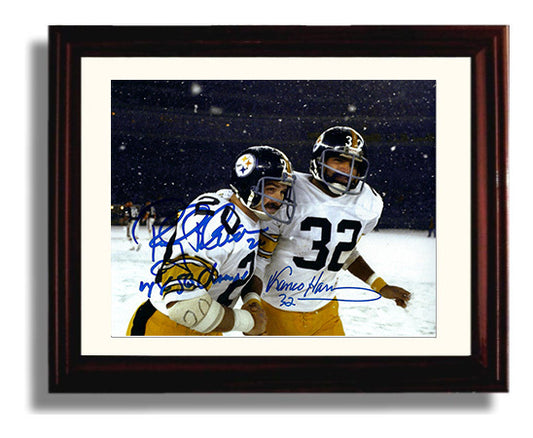 Rocky Bleier and Franco Harris - Pittsburgh Football Snow Game Brotherhood football wall art 8x10 Beveled Frame
