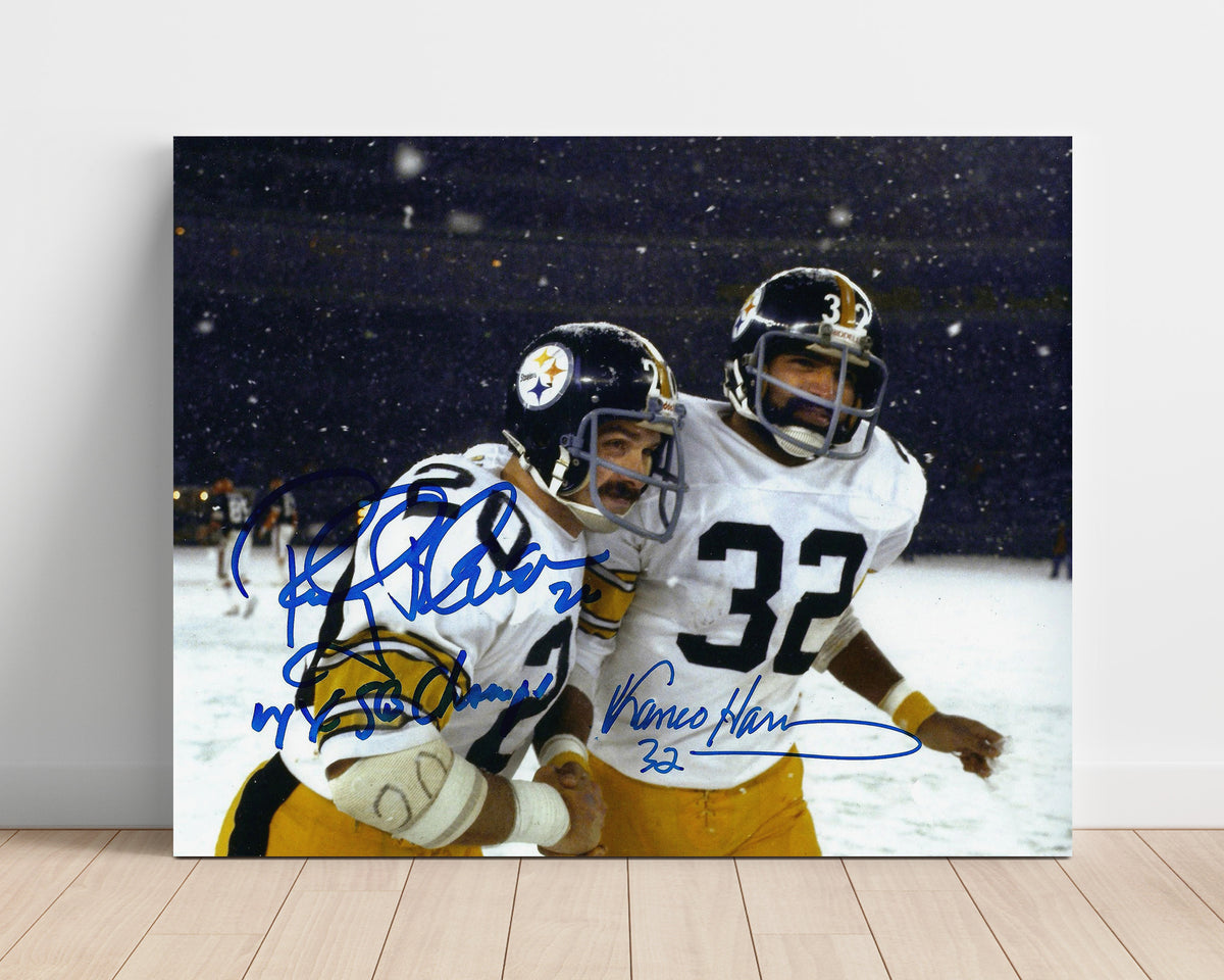 Rocky Bleier and Franco Harris - Pittsburgh Football Snow Game Brotherhood football wall art 16x20 Unframed Print