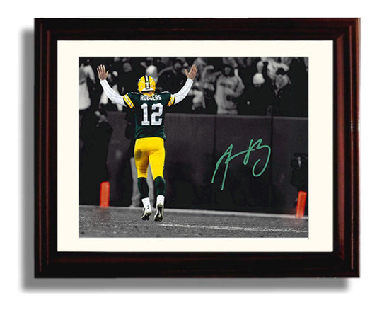 Rodgers - Green Bay Football Touchdown Celebration Arms Raised football wall art 8x10 Beveled Frame