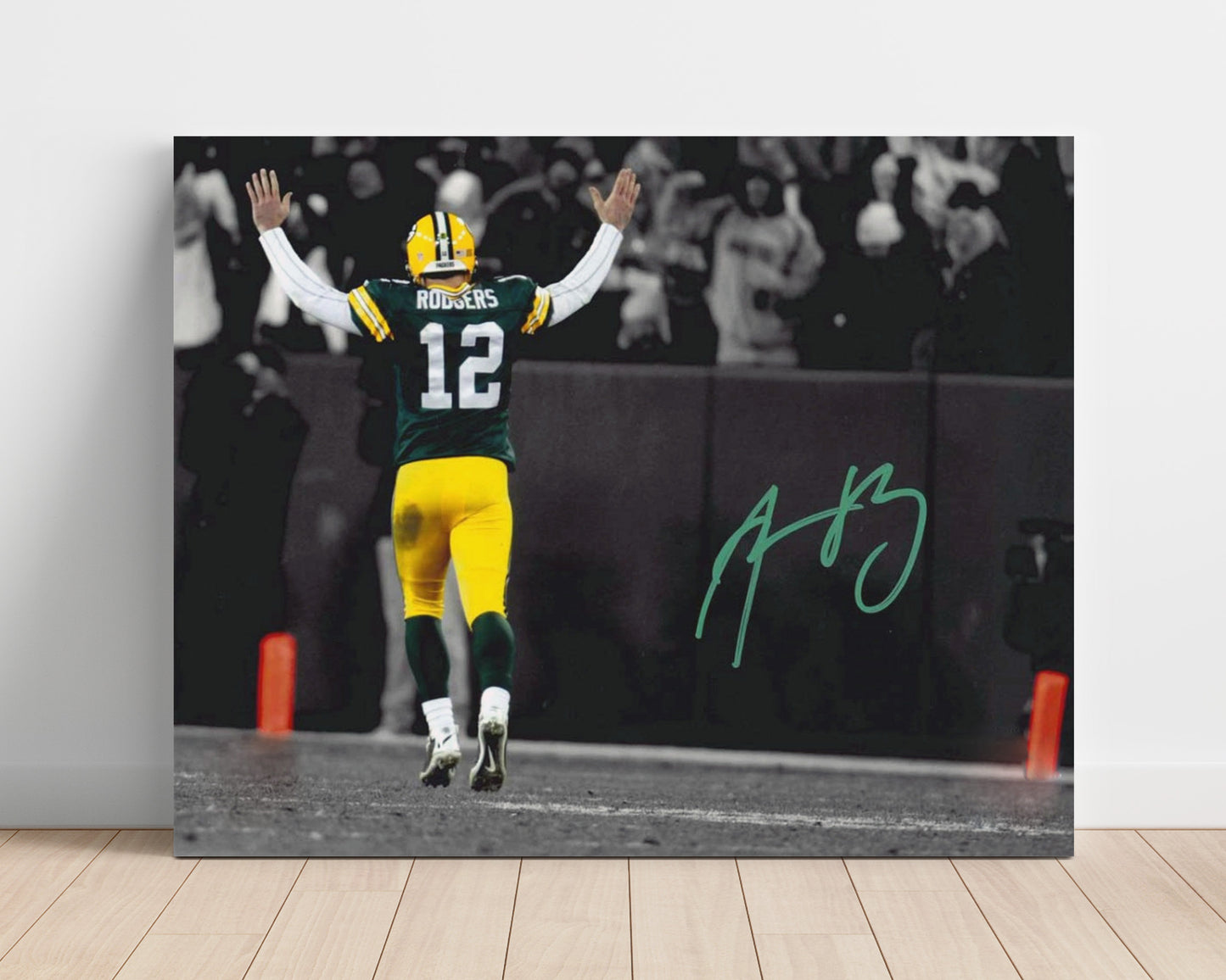 Rodgers - Green Bay Football Touchdown Celebration Arms Raised Football Wall Art - football wall art print