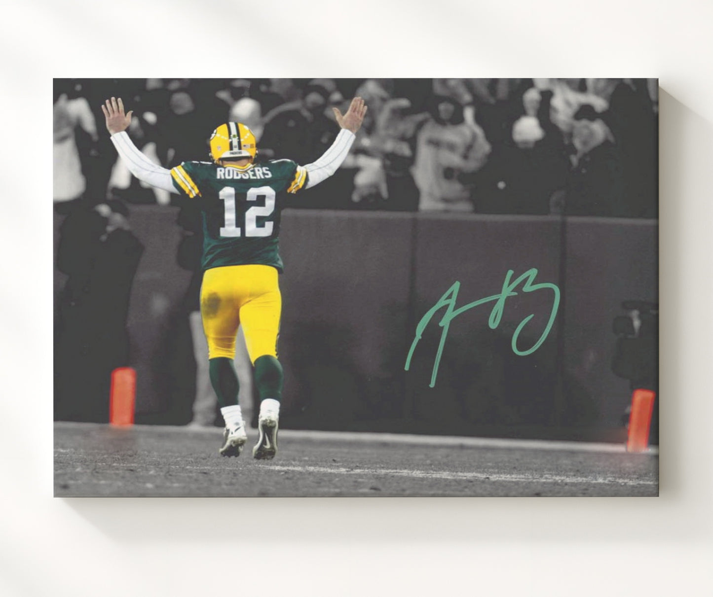 Rodgers - Green Bay Football Touchdown Celebration Arms Raised Football Wall Art - football wall art print