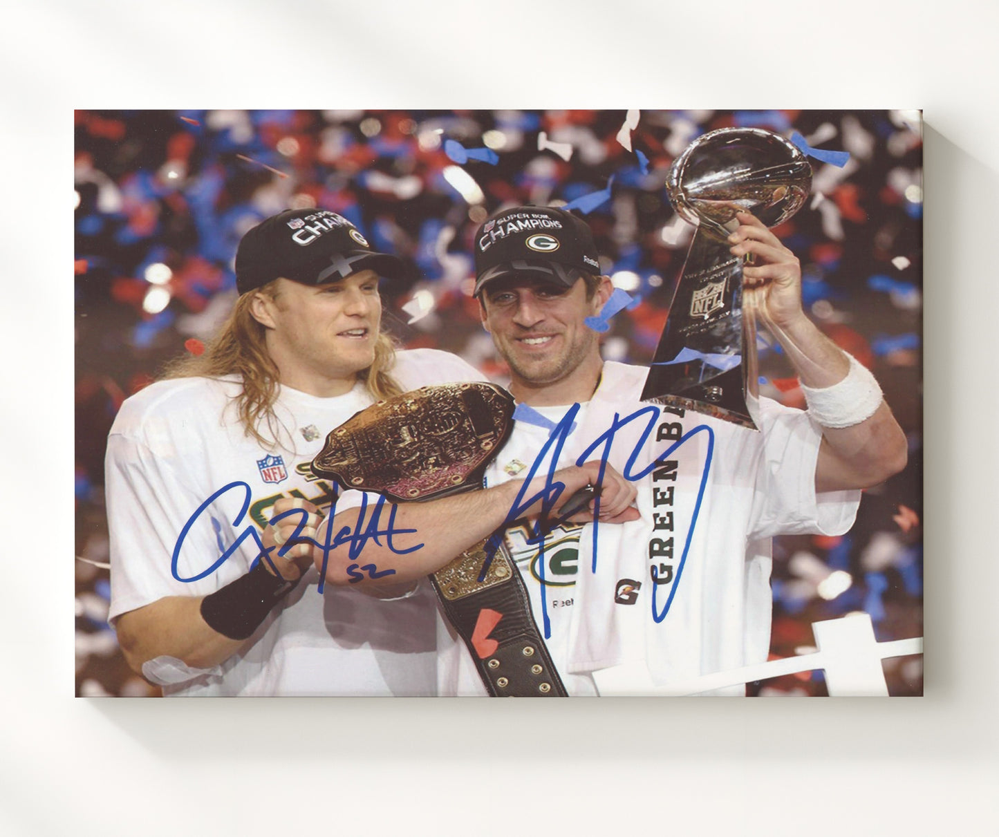 Rodgers and Matthews Packers - Title Belt Champs football wall art 20x24 Canvas