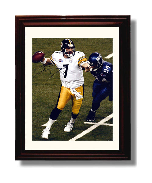 Roethlisberger - Pittsburgh Football Quarterback Passing Play football wall art 8x10 Beveled Frame