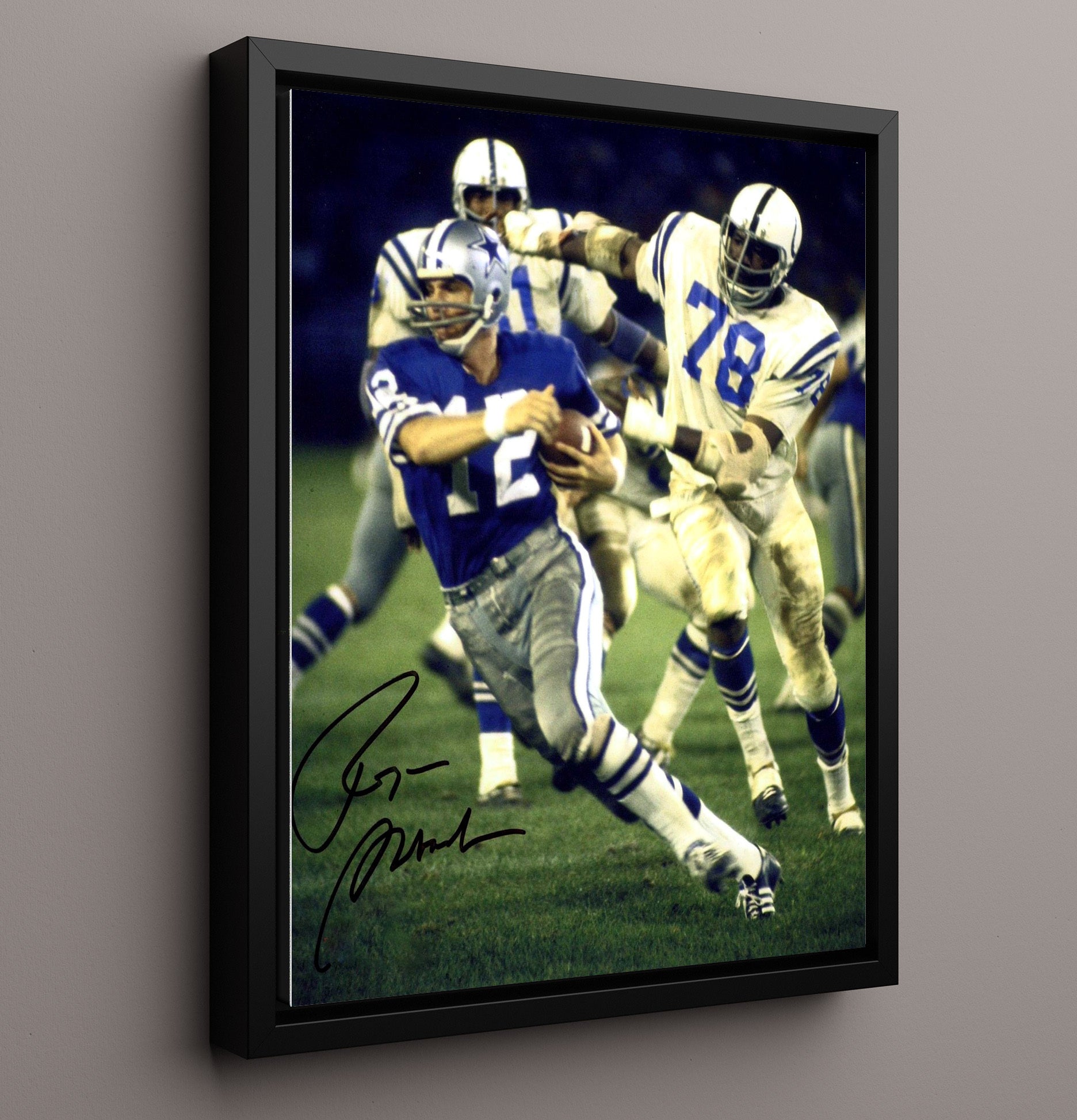 Roger Staubach - Dallas Football Quarterback Passing Play Football Wall Art - football wall art print
