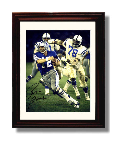Roger Staubach - Dallas Football Quarterback Passing Play football wall art 8x10 Beveled Frame