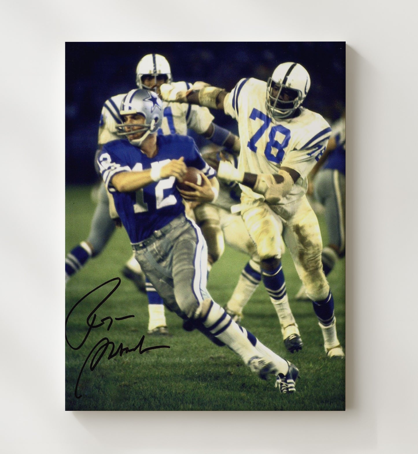 Roger Staubach - Dallas Football Quarterback Passing Play Football Wall Art - football wall art print