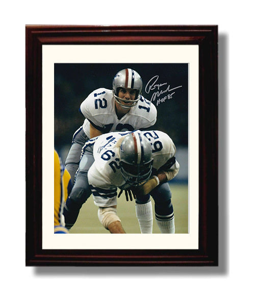 Roger Staubach - Dallas football Hall Of Fame QB Under Center football wall art 8x10 Beveled Frame