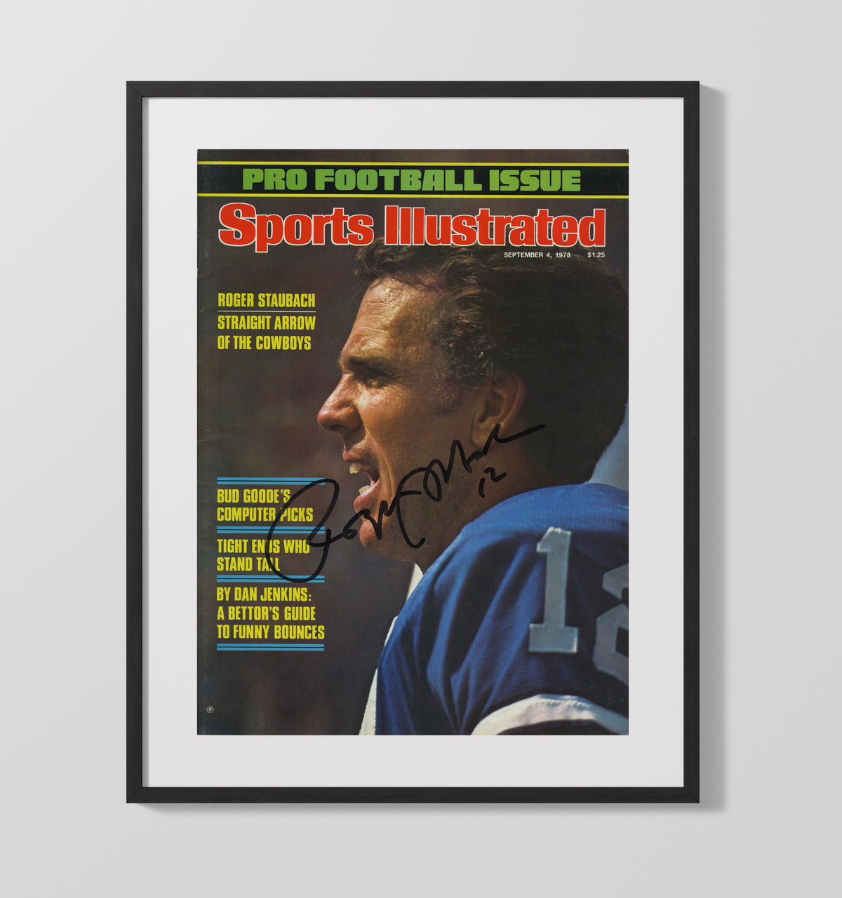 Roger Staubach - Dallas football QB 1978 SI Cover Profile Pro Football Issue football wall art 16x20 Gallery Frame