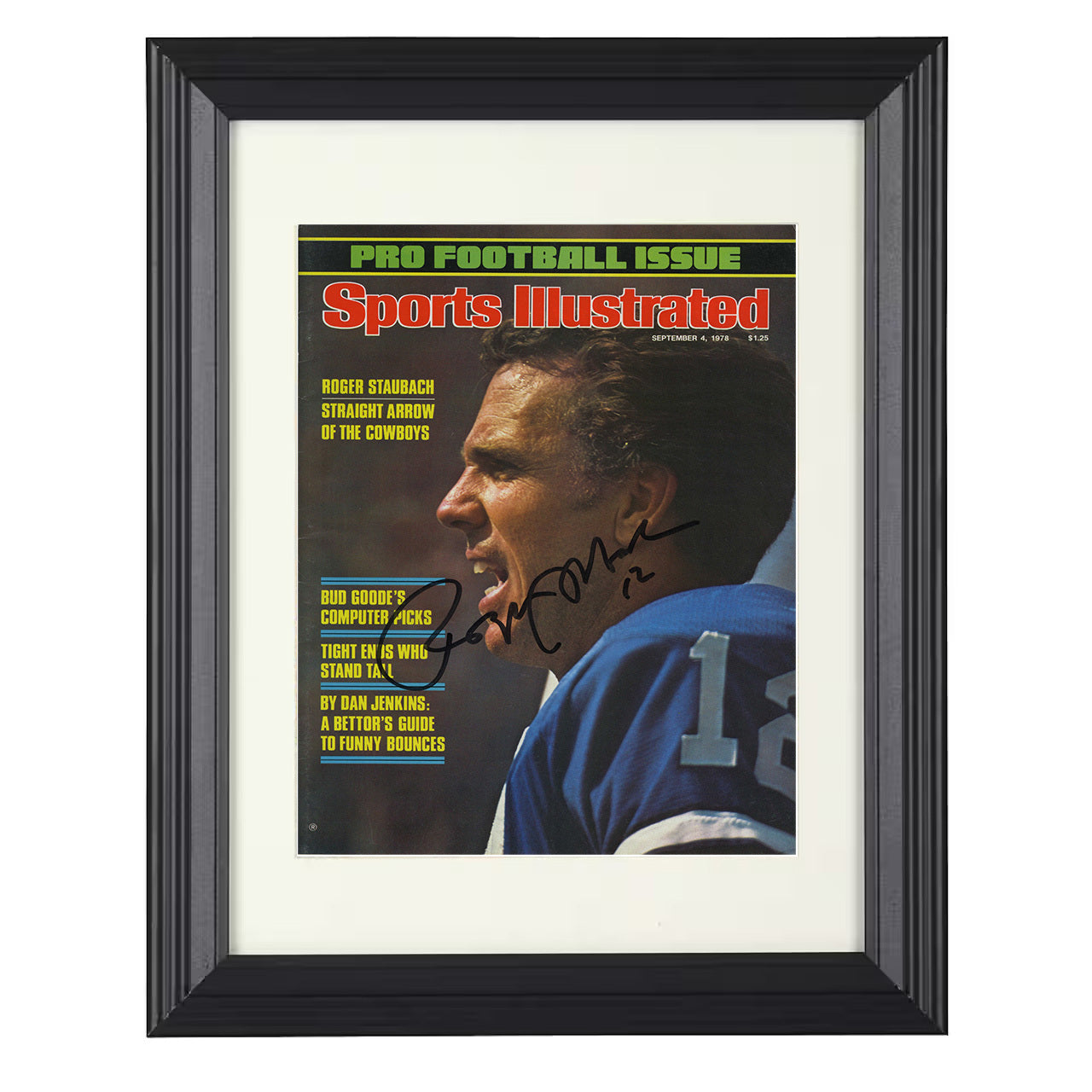 Roger Staubach – Dallas QB Profile Pro 1978 SI – 8x10 black beveled framed football wall art