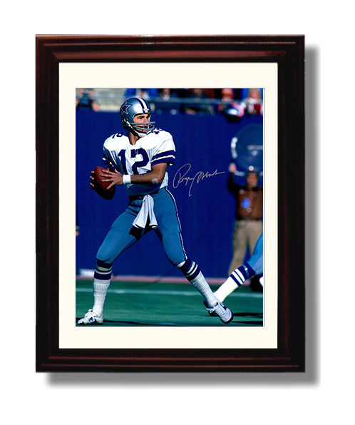 Roger Staubach - Navy and Silver Pride football wall art 8x10 Beveled Frame