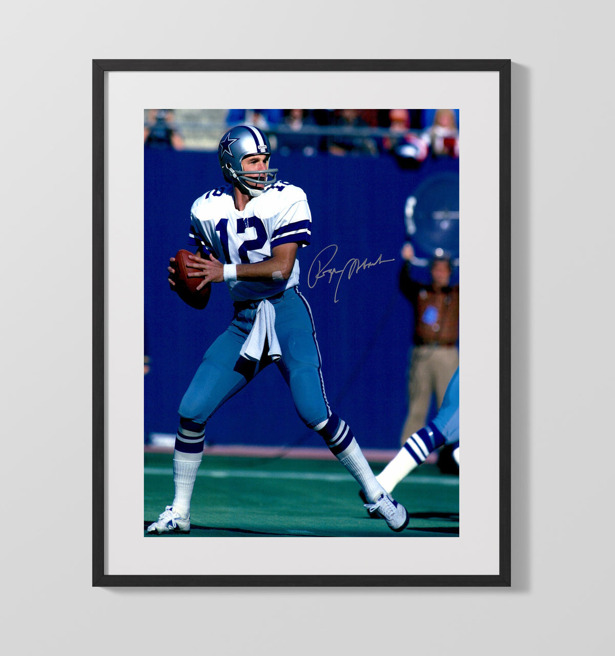 Roger Staubach - Navy and Silver Pride football wall art 16x20 Gallery Frame