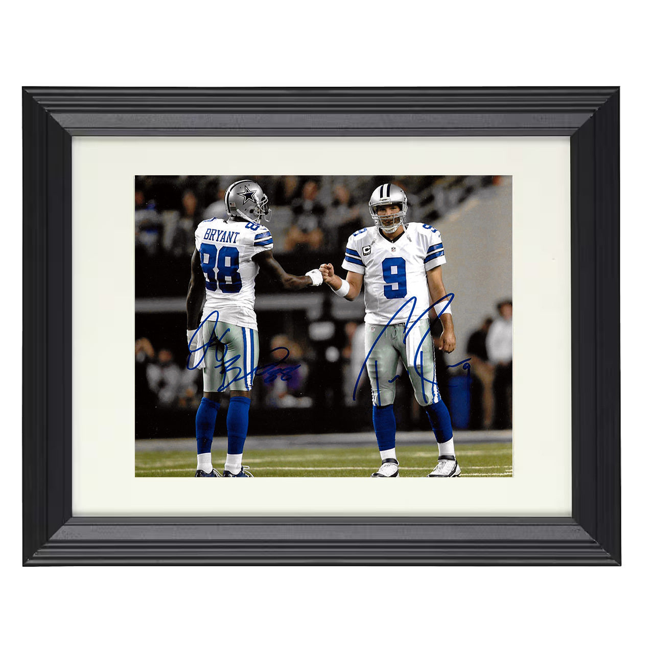 Romo and Bryant – Star Power – 8x10 black beveled framed football wall art