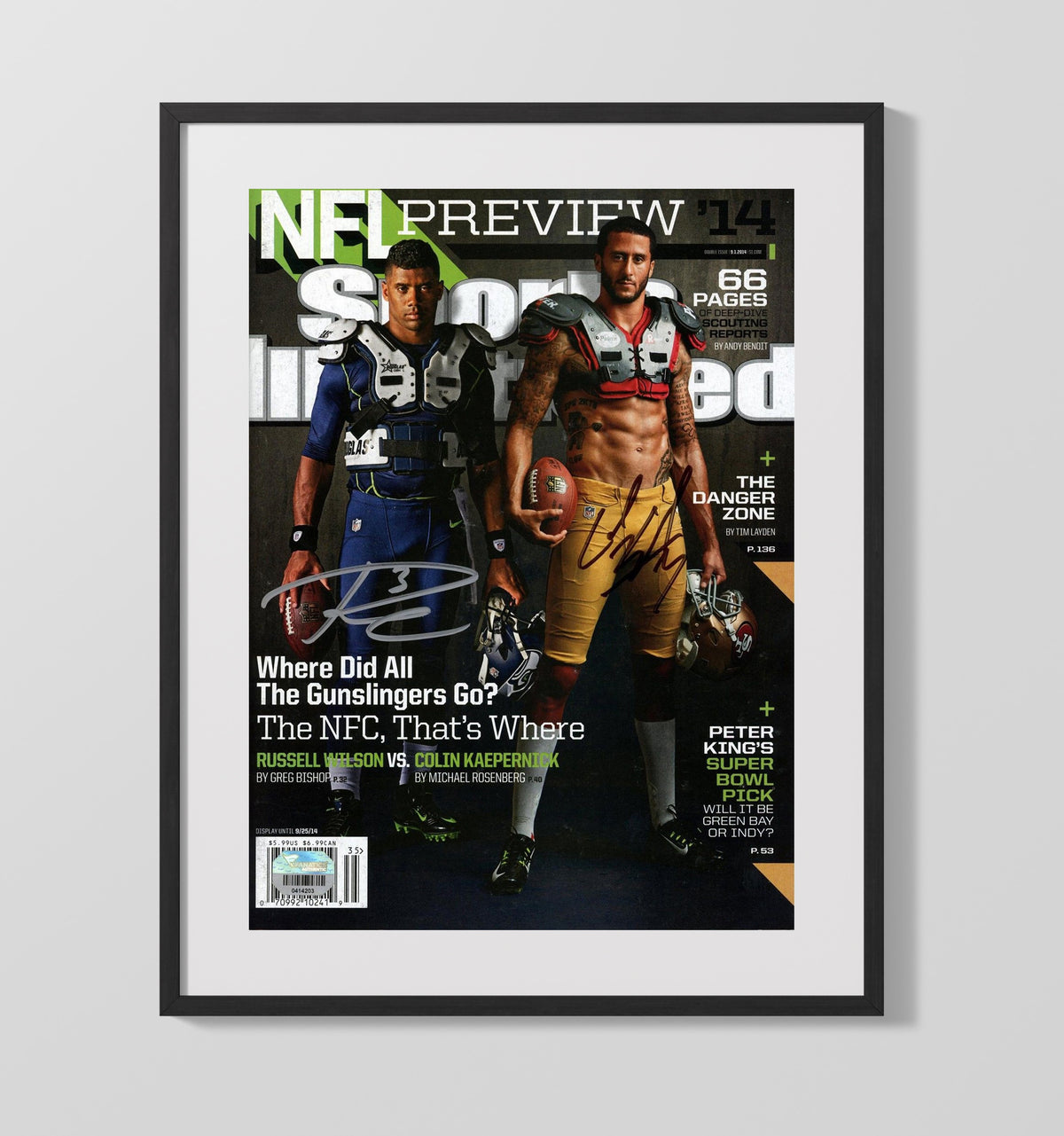 Russell Wilson - Seattle football QB 2014 SI Cover Gunslingers Preview football wall art 16x20 Gallery Frame