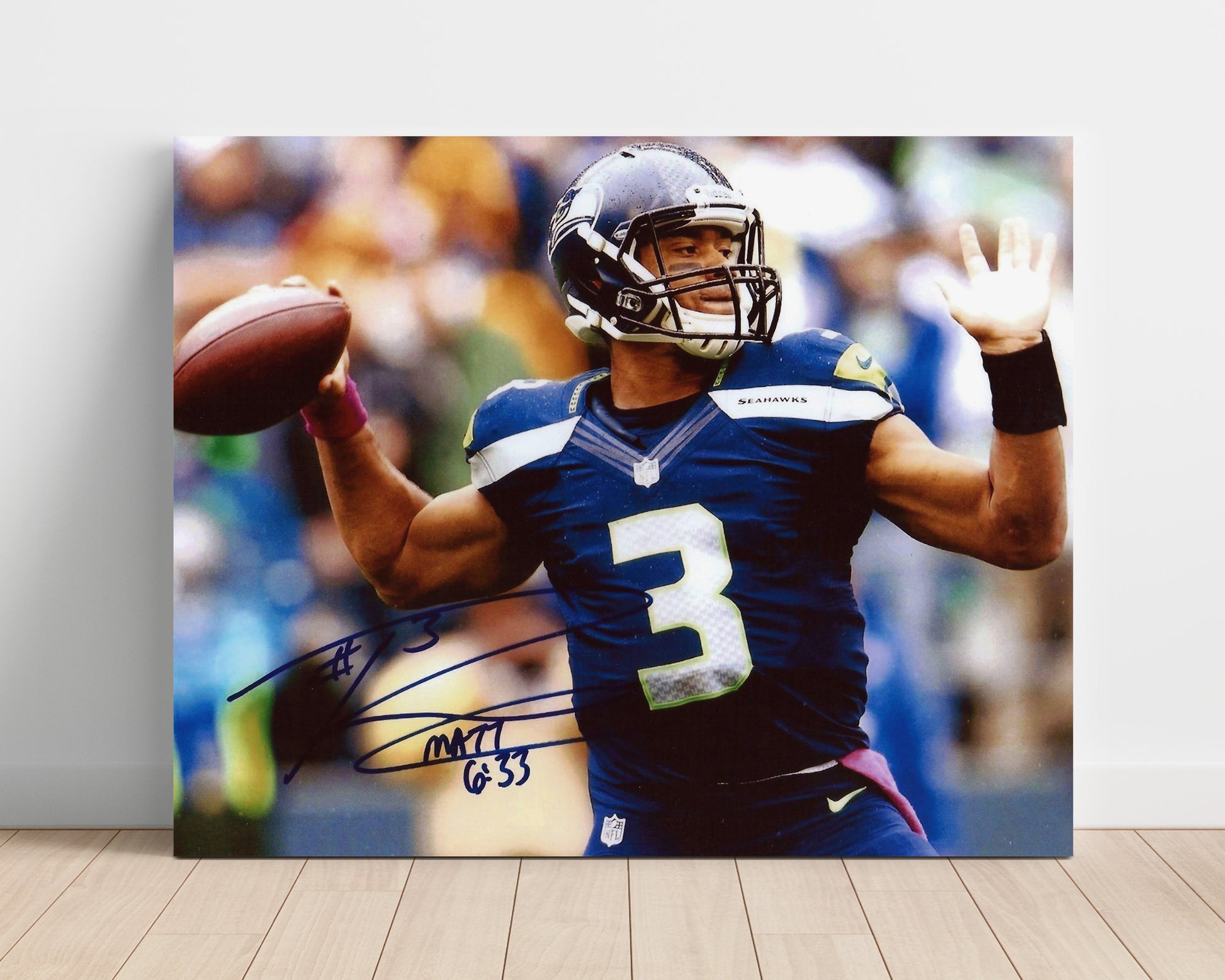 Russell Wilson Seahawks - DangerRuss in Action football wall art 16x20 Unframed Print