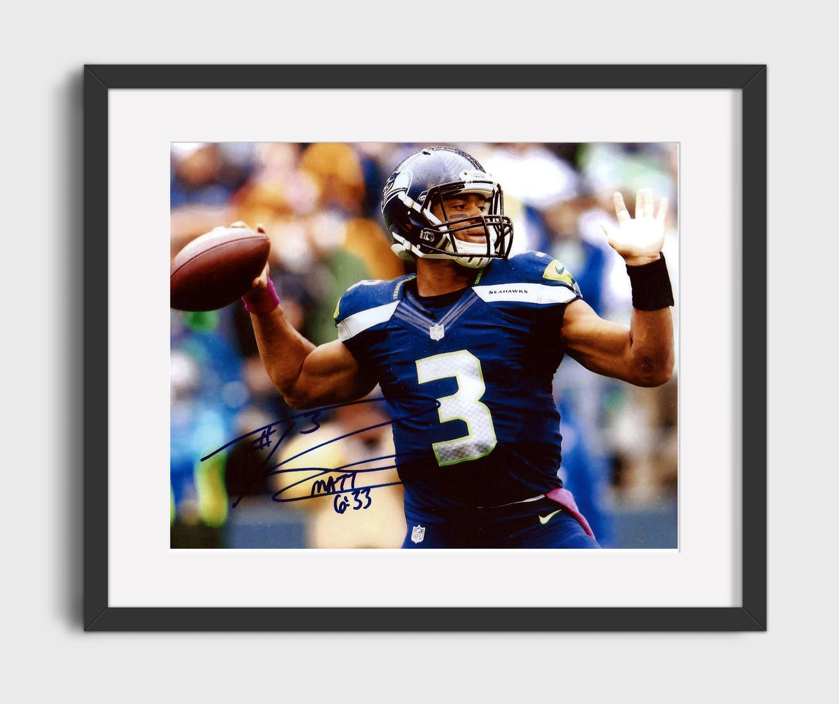 Russell Wilson Seahawks - DangerRuss in Action football wall art 16x20 Gallery Frame